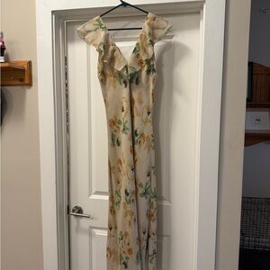 Ralph Lauren Cream Tan Sleeveless V-Neck Maxi Gown